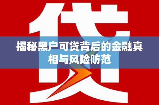大竹揭秘黑户可贷背后的金融真相与风险防范