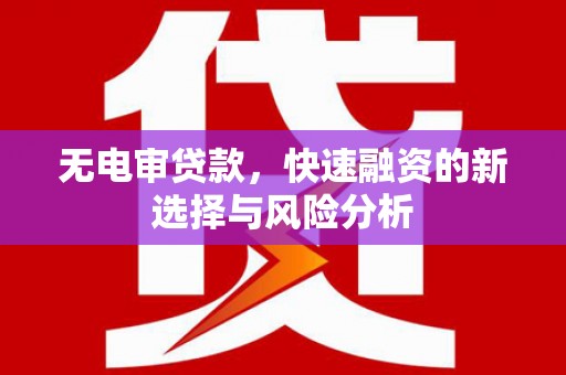 大竹无电审贷款，快速融资的新选择与风险分析